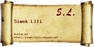 Simek Lili névjegykártya
